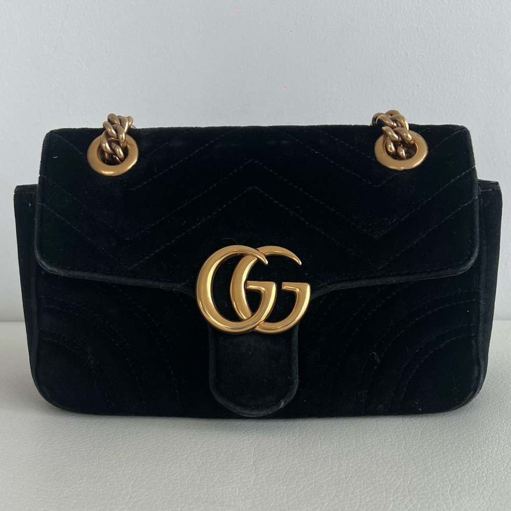 Gucci Marmount Black Velvet Shoulder Bag - Picture 4 of 6